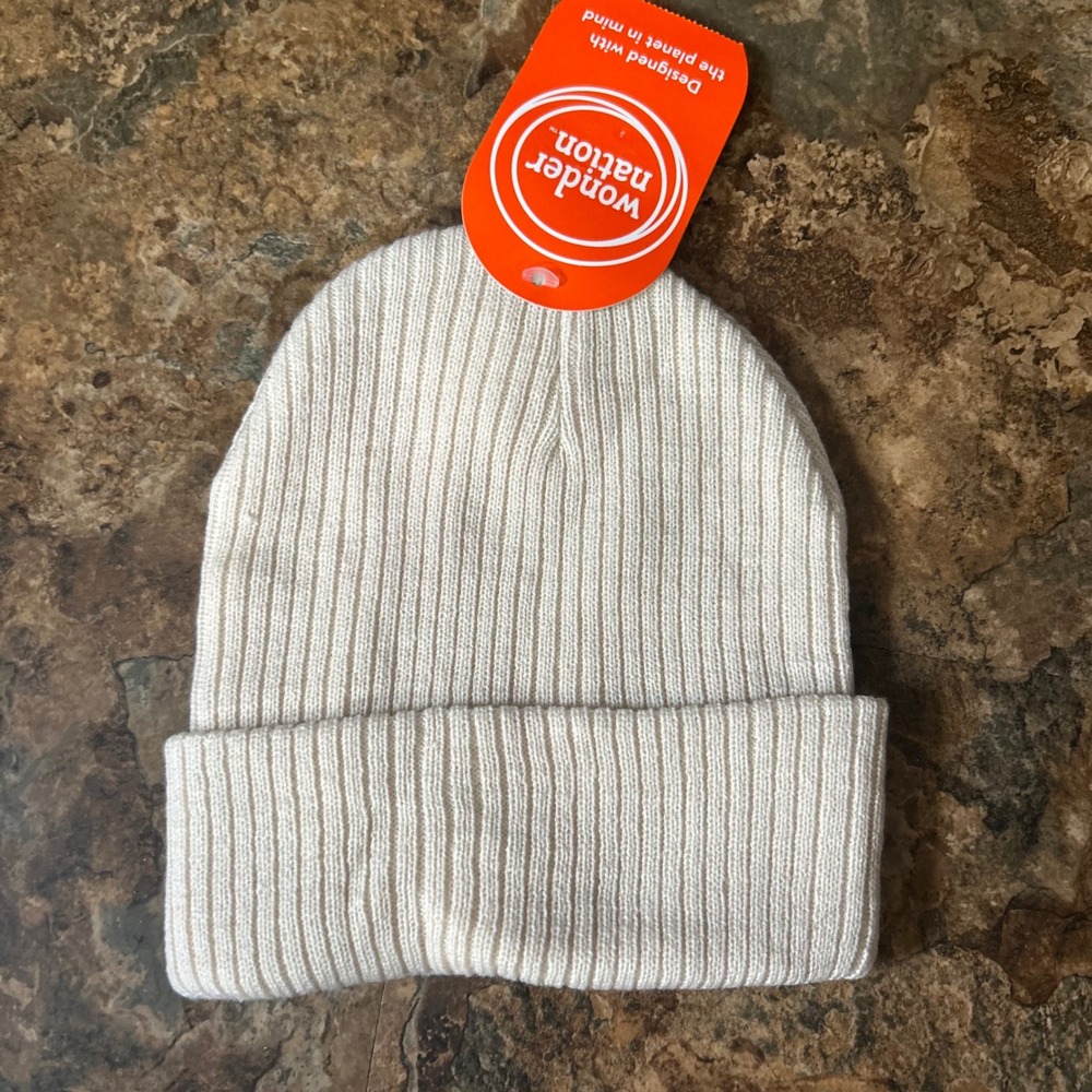 Wonder Nation Knit Beanie Hat Toddler Beige